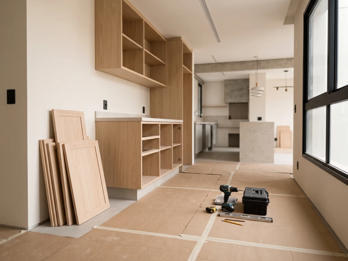 Apartamento em fase de instalação da marcenaria